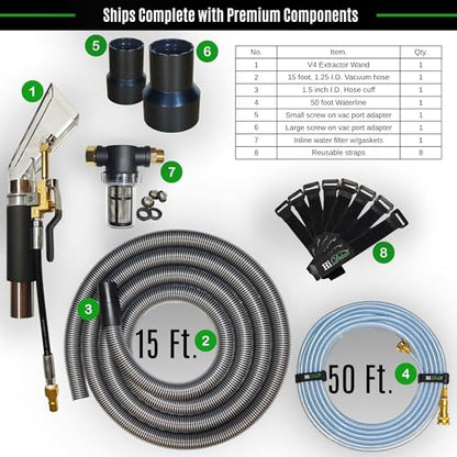 Hi Detail Shop Vac Extractor Kit with Wand and Hose, Adapter Converts Vacuum to carpet & upholstery Extractor for auto detailing & home (50 Ft Waterline, 15 Ft Vac Hose) - size: 50 Ft Waterline, 15 Ft Vac Hose