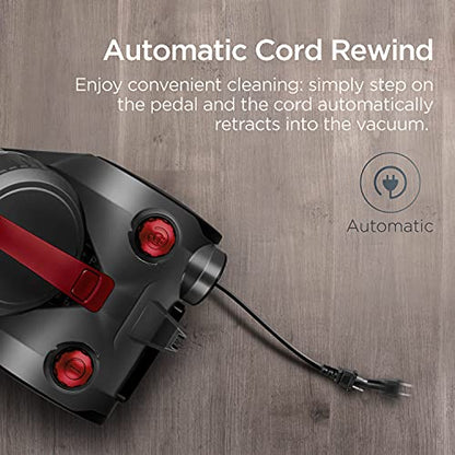 Eureka Bagless Canister Vacuum Cleaner, Lightweight Vacuum for Home, Red | NEN110D WhirlWind, Lightweight, Power Suction, ≤82 dBA. HEPA, 2.5L Dust Container, 2-in-1 Vac for Hard Floors, Carpets - color: Red