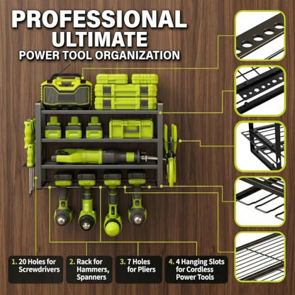 Storage Racks For Power Tools, Tool Organizers, For Garage Organizer Heavy Duty Metal Tool Storage Rack, 3 Layer Wall-Mounted Drill Racks Holders