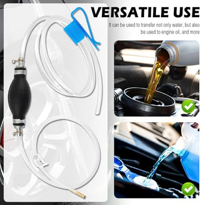Gas Siphon Pump for Gasoline with 6.5Ft Fuel Siphon Hose,Enlarged Caliber Gas Syphon Hand Pump for Oil,Water,Professional Fuel Siphons Pumps Kit with Clip,Extension Nozzle