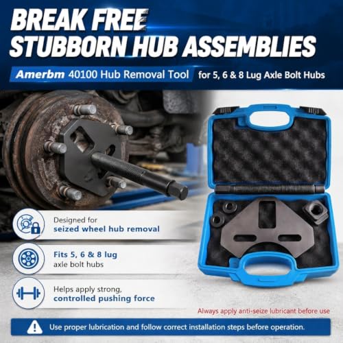 40100 Wheel Hub Removal Tool & Bearing Puller, Universal Wheel Hub Remover Compatible with All 5, 6 and 8 Lug Axle Bolt Hubs, Professional Automotive Stubborn Frozen Hub Extractor Tool