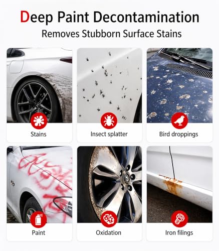 3-in-1 Clay Towel Kit for Car Detailing, 12" x 12" Clay Towels & Clay Mitt, Upgraded Rubber Polymer Coating, Synthetic Clay Bar Alternative, Remove Iron Dust, Bugs, Tree Sap & Contaminants