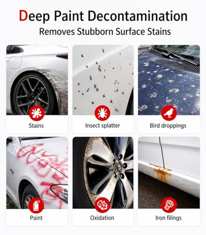 3-in-1 Clay Towel Kit for Car Detailing, 12" x 12" Clay Towels & Clay Mitt, Upgraded Rubber Polymer Coating, Synthetic Clay Bar Alternative, Remove Iron Dust, Bugs, Tree Sap & Contaminants