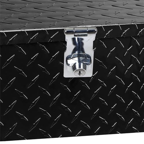 Silscvtt 20 * 12 * 9.6 Inch Black Aluminum Diamond Plate Tool Box with Key Locks - Durable Pickup Truck Toolbox