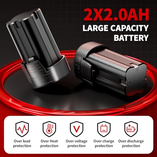 FULLYEA Cordless Electric Ratchet Wrench Set, 40 Ft-lbs, 550 RPM Power Ratchet,16.8V electric ratchet 3/8" drive with Variable Speed, 1/4" Adapter, LED Light, 2 * 2.0Ah Batteries and Fast Charger