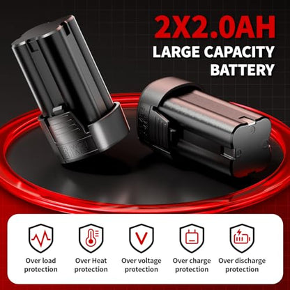FULLYEA Cordless Electric Ratchet Wrench Set, 40 Ft-lbs, 550 RPM Power Ratchet,16.8V electric ratchet 3/8" drive with Variable Speed, 1/4" Adapter, LED Light, 2 * 2.0Ah Batteries and Fast Charger