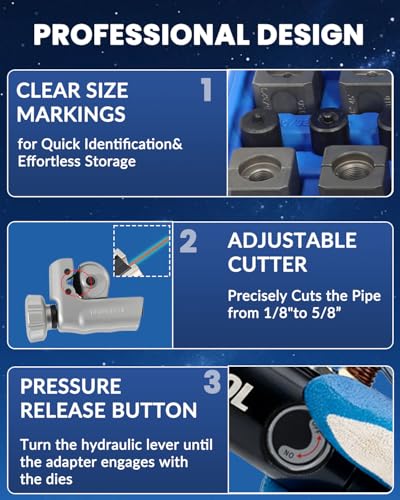 DPTOOL Hydraulic Brake Line Flaring Tool Kit Universal Brake Tube Flaring Tool Set for GM Fuel Line, Metric Bubble Flare, 45 Degree Single Double Flares, Push Connect and Brake Line Forming Flares