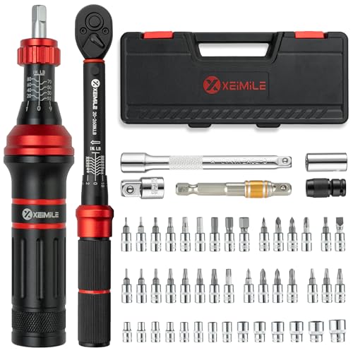 52Pcs 1/4" Drive Small Torque Wrench &Screwdriver Set 20-260In.Lb | 1/4 Torque Wrench (2.3-29.4Nm),10-80 Inch Pound Torque Screwdriver,72T Dual Range,with Bits Sockets for DIY Bike Gunsmithing - size: 1/4"DR.20-260In.Lb TW/TS Set