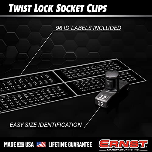 Ernst Manufacturing 3/8-Inch Dura-Pro Twist Lock Socket Clips, 15-Pack, Black - 8441 - size: 3/8-Inch