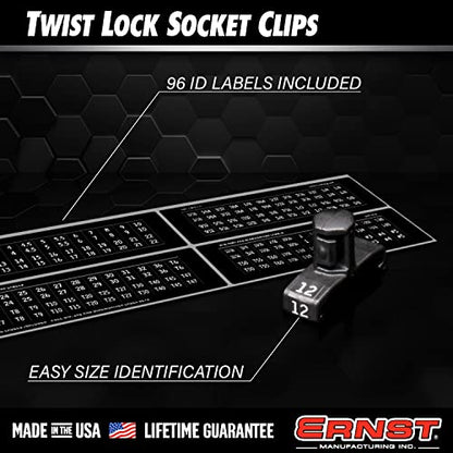 Ernst Manufacturing 3/8-Inch Dura-Pro Twist Lock Socket Clips, 15-Pack, Black - 8441 - size: 3/8-Inch