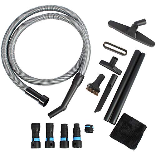 Cen-Tec Systems 95259 10 Ft. Home and Shop Vacuum Hose with Expanded Multi-Brand Power Tool Dust Collection Adapter Set and Full Attachment Kit, Black - size: 10 Ft. Hose