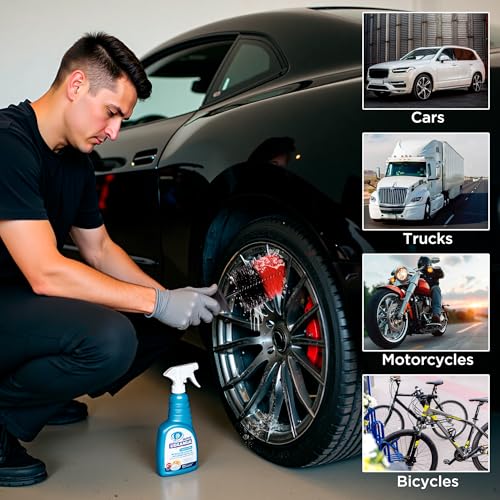 TAKAVU Wheel & Tire Brush, Long Bristle, Built-in Knuckle Guard (Upgraded) | Non-Slip Handle Detailing Brush, Deep Reach Cleans Rims & Brake Dust, Effortless Wheel & Barrel Wash - color: Red & Black - Big Brush