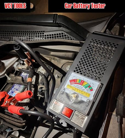 VCT Battery Load Tester 12 Volt at 100 Amps / 6 Volt at 50 Amps Battery Tester, Includes Alligator Clamps - 12V or 6V Battery Health Checker, Check Starter Motor Draw