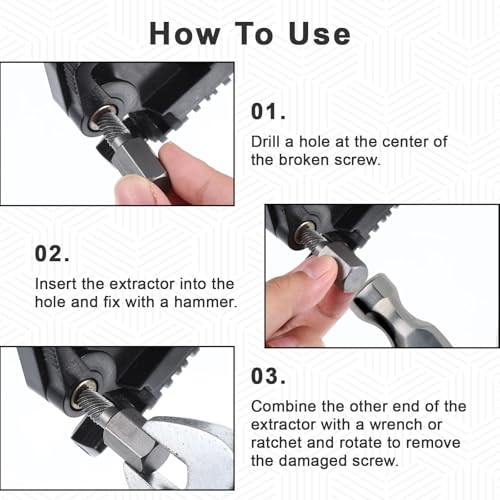 10Pcs Easy Out Screw Extractor Set,Broken Head Bolt Screw Cap Extractor,Hex Broken Bolt Extractor Kit,Broken Head Screw Hexagon Socket Bolt Removal Tool,Hex Head Bolt Remover Kit,Father's Day Gifts - color: Sliver