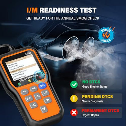 BluSon YM319 OBD2 Scanner Diagnostic Tool with Battery Tester, Check Engine Fault Code Reader with Live Data, Cloud Printing, DTC Lookup, Freeze Frame, Scan Tool for All OBDII Protocol Cars Since 1996 - color: Orange