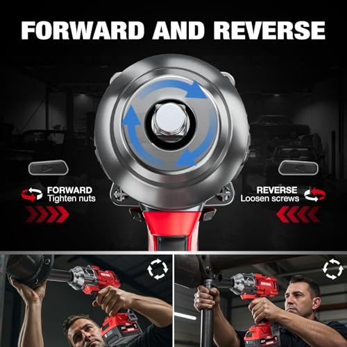 Alloyman Cordless Impact Wrench, 1475Ft-lbs (2000N.m) 1/2 High Torque Brushless Impact Gun, 20V Power Impact Driver, 2*4000mAh Battery,3 Sockets, Brushless Motor Variable Speeds for Car/Truck RV/Mower - style: 1475Ft-lbs /2x Battery