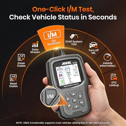 ANCEL FD700 Ford Lincoln Mercury OBD2 Scanner, Full System Automotive Car Code Reader with All Functions, Including Battery Registration ABS SRS SAS BMS Oil Reset TPMS Engine IQA EPB Regen - color: black