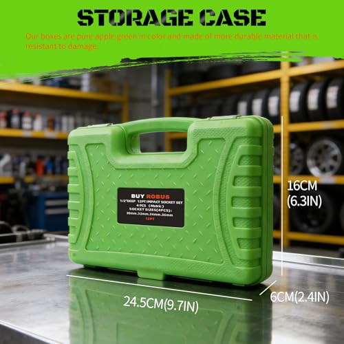 1/2 Drive Deep Axle Nut Impact Socket Set,12 Point Socket Set Metric, CR-MO, 30mm, 32mm, 34mm, 36mm, 4-Piece 1/2" Heavy Duty Socket Set (12 point can also be used at 6 point) - size: 12 Point 4Pcs 1/2" Metric Impact Socket Set