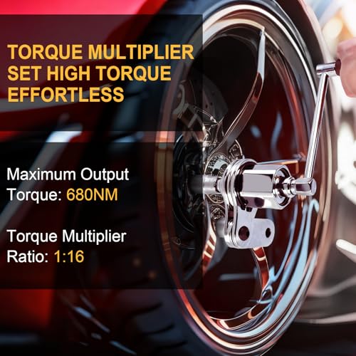 Torque Multiplier Wrench Set, Heavy Duty Labor Saving Lug Nut Remover, 1/2" Drive Square, 1:16 Gear Ratio Hand Lug Nut Wrench Kit for Automotive Tire Nuts Removal (Max 680NM)