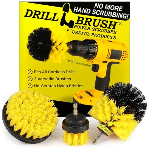Drillbrush Drill Brush Attachment Set for Bathroom Cleaning – Power Scrubber Brush Kit for Tub, Tile, Shower, and Grout – All-Purpose Household Cleaning Brushes for Drill - Electric Grout Cleaner Kit - color: All Purpose Medium Yellow, size: 2in, 4in, 3.5