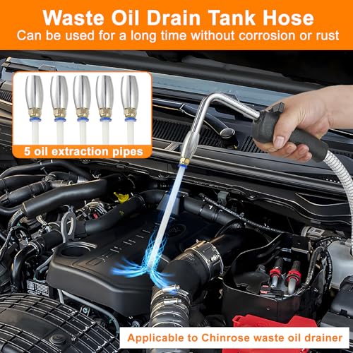 Waste Oil Drain Tank, Pneumatic Oil Drainer, 61pcs Tools Included | Upgraded Design, Oil Lift Drain and Extractor, Air Operated - color: with 61pcs Tools
