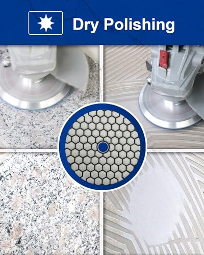 SHDIATOOL Dry Diamond Polishing Pads 4 Inch Set of 7 Pieces Plus Alu Backer for Granite, Marble, Stone Sanding and Grinding - style: Mixed Grits+Alu backer