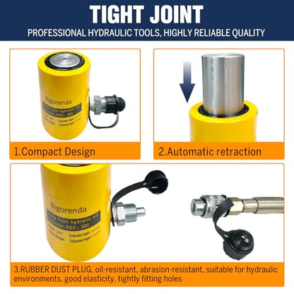 20T Hydraulic Cylinder Jack Sets Porta Power Ram Jack Kit,CP-180 Manual Hydraulic Hand Pump,2"Stroke,Single Acting Lifting Cylinder for Machinery Shipbuilding Short Distance Lifting Leveling - size: 20T，2"+CP180 PUMP
