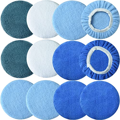 Buffing Bonnets Kit - 12pcs Polishing Bonnets for 9-10 Inch Orbital Buffer Polisher - color: 9-10inch-12pcs 4colors