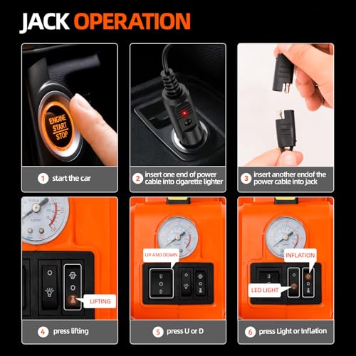 Car Jack Electric Hydraulic Jack 5Ton 155-450mm 3in1 Lift Inflator LED Light 12V Portable Outdoor Home Emergency Tire Change Roadside Rescue Tool - size: 5T-Rocker Switch-Jack+Pump+Light
