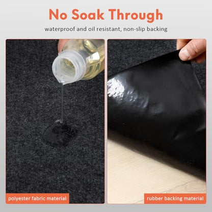 JERIA 1 Pcs 36 X 60 Inch Oil Spill Mat for Under Car Driveway,Oil Leaks Absorbent Oil Pad,Tape Rubber Mat Garage Floor with 8 PCS Tapes - size: 36" x 60" (1PCS)