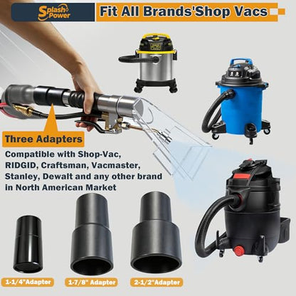 Shop Vac Extractor Attachment Kit for Wet/Dry Vacuum, Universal Hose Adapter for Carpet Upholstery Cleaning & Auto Detailing - size: Small B with Spray Nozzle and Water Hose