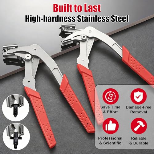 Car Clip Pliers & Trim Removal Tool,Automotive Clip Removal Tool for Plastic Fasteners,Professional Multi-Functional Panel Removal Pliers for Push Pin & Door Trim Disassembly Without Damage