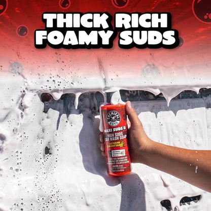 Chemical Guys CWS_101 Maxi-Suds II Foaming Car Wash Soap (Works with Foam Cannons/Guns or Bucket Washes) Safe for Cars, Trucks, Motorcycles, RVs & More, 128 fl oz (1 Gallon), Cherry Scent - size: 128 Fl Oz (Pack of 1), style: Cherry