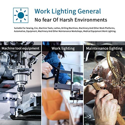 Magnetic Work Light,8W Lathe Machine Light with 12T Magnetic Base,Led Work Light for Lathe Machine/Drill Press - size: 8W Work Light + 12T Magnetic Base