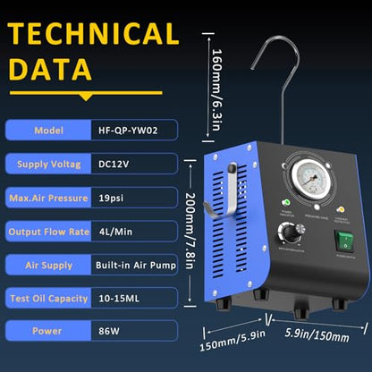 Automotive Smoke Machine, Upgraded 19PSI Leak Detector Unit Kit Dual Mode Built-in Air Pump DC12V EVAP Vacuum Exhaust Leak Diagnostic Tester Tool for All Vehicle Pipe Systems, ATV, Boat - style: Air Flow Regulator