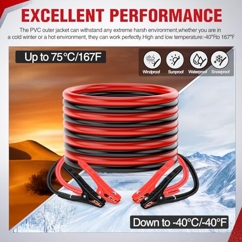 Nilight 6 Gauge 20FT 450A Car Battery Jumper Cables Kit | Booster Jump Start Cable with Storage Bag for Jump Starting Dead or Weak Batteries for Pickup Vans SUV Sedan Motorcycle - size: 6 Guage 20 FT
