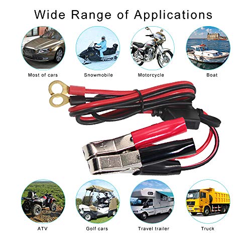 Battery Alligator Clips Booster Jumper Cable - O Ring Terminal Harness Wire 2 Pin Lug Cable for Car Battery Charging 16AWG (3ft-2 pack) - size: 3ft-2 pack