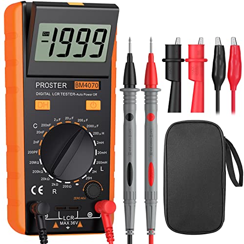 Proster LCR Meter - Capacitance Resistance Inductance Digital LCR Multimeter with LCD Over-Range Display - color: Yellow