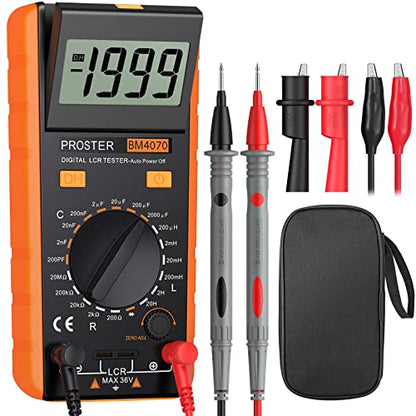Proster LCR Meter - Capacitance Resistance Inductance Digital LCR Multimeter with LCD Over-Range Display - color: Yellow