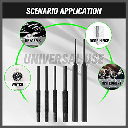 7-Piece Premium Roll Pin Starter Punch and Install Punch Set - 1/16, 5/64, 3/32, 1/8-inch - color: Roll Pin Starter Punch - Black