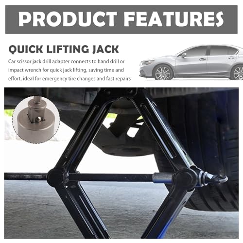 3PCS Scissor Jack Adapter Heavy Duty,Hand Drill Scissor Jack Drill Adapter for Scissors Jacks Lifting,Universal Scissors Jacks for Car Adapters & Conversion Head Automotive Tools