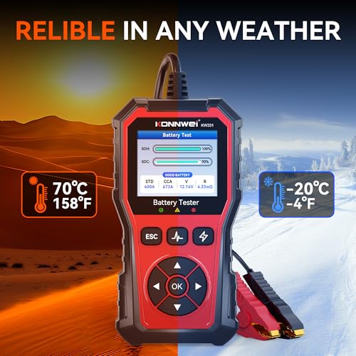 KONNWEI KW331 Car Battery Tester 6V/12V/24V with Cloud Report 10-2000CCA Lead-Acid, AGM, Lithium Battery Tester Automotive Alternator Tester Cranking Charging System for Car Truck Motorcycle Boat