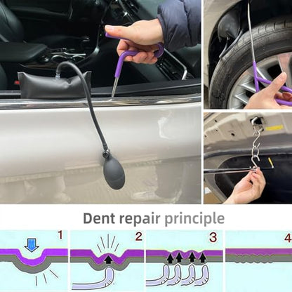 159pcs/Set Auto Body Dent Repair Tools Kit,Big Size Slide Puller&Dent Rods Crowbar,paintless Car Dent Lifter Hail Removal,A Complete Car Dent Repair Tools Set for Professional Car Repair Shop