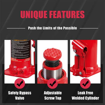 BIG RED T92003B Torin Hydraulic Welded Bottle Jack, 20 Ton (40,000 lb) Capacity, Red - color: Red, size: 20 Ton (40,000 lbs), style: 20 Ton (40,000 lbs)