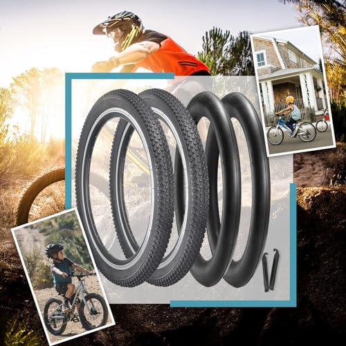 Hycline 2-Pack Mountain Bike Tires Set: 20/24/26/27.5-inch Folding Replacement High-Performance Wear-Resistant Bicycle Tires and Pair Inner Tubes with Tire Levers for MTB Off-Road Bike - color: 20x2.125-30TPI