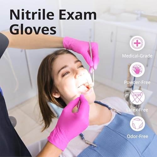 SwiftGrip Powder-Free Nitrile Gloves, 3-mil, Disposable Nitrile Gloves, Latex-Free, Powder-Free - Pink/Fuchsia - size: Large