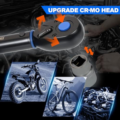 Drive Click Torque Wrench, 3/8" 10-120Ft.Lb, torque wrench for Car | Dual-Direction Adjustable 72 Tooth Click Torque Wrench for Bike, Motorcycle,Professionals & DIYers,Blue - size: 3/8inch 10-120Ft.Lb