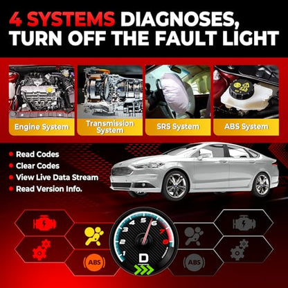 LAUNCH Creader VII+ V2.0 OBD2 Scanner, 2026 New Engine/Transmission/ABS/SRS Diagnostic Scan Tool With Oil Reset/Throttle Adaption/SAS Relearn, Check Engine Code Reader, Full OBD2, Lifetime Free Update