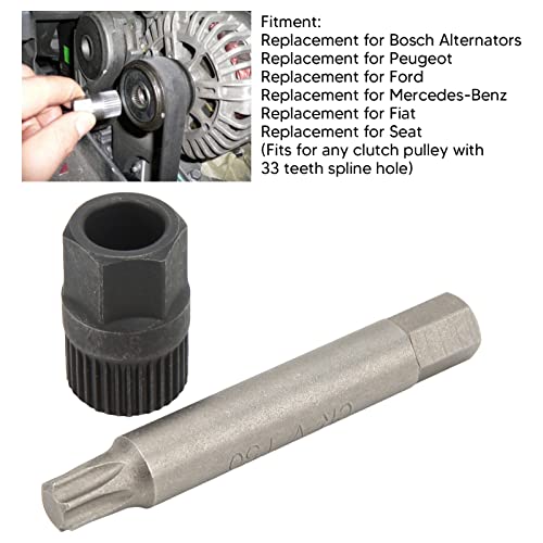 Alternator Pulley Tool, Alternator Pulley Socket Drill Bit Kit Alternator Pulley Wrench Kit 33 Teeth Spline Socket Drill Bit Puller Remover Tool Replacement for Alternators