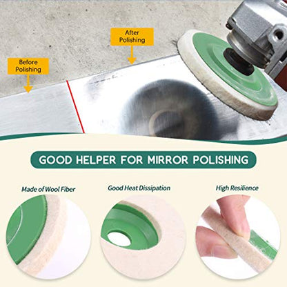 Keadic 18Pcs 4 Inch Wool Felt Polishing Wheel Disc Kit Includes Wool Felt Disc Wheel Pad and Buffing Polishing Paste, Wool Polishing Wheel Buffer Pads Wool Polishing Disc for Marble - color: 18Pcs Polishing & Sanding Wheel Disc Kit